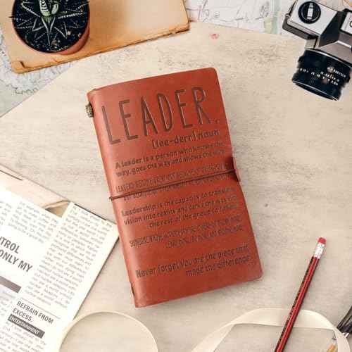 Eterfordista Leader Gifts Thank You Gifts for Boss Leader Mentor Supervisor PM Retirement Leaving Coworker Farewell Bosses Day Promotion Celebration Birthday Gift Leader Definition Leather Planners 6PCS