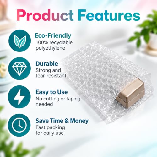 50 Pack Clear Bubble Out Bags 4x6 Inch Bubble Pouches for Shipping & Storage - SEUNGCH