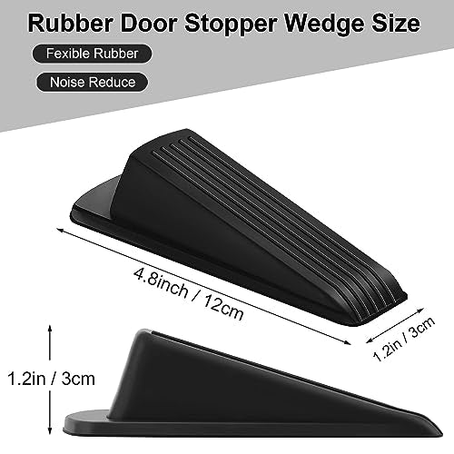 Beieverluck 36 Pack Door Stoppers for Bottom of Door Rubber Door Stop Wedge Sturdy Stackable Door Stops for Floor Wall Carpet Heavy Duty Door, Black