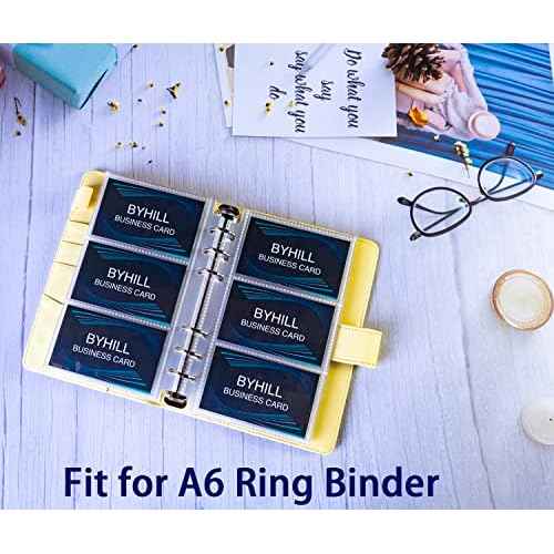 40 Pack 240 Pockets A6 Binder Business Card Sleeves, Ultra-Clear K-pop Photocard Sleeves, Double Sided 3 Pocket 6 Ring Planner Refill Pages for Business Card, Credit Card and K-pop Photocard