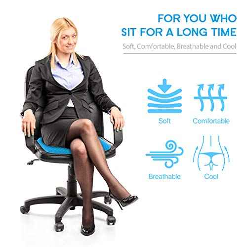 Gel Seat Cushion for Long Sitting (Thick & Extra Large), Gel Cushion for Wheelchair Soft, Chair Cushion, Car Seat Cushion Breathable, for Office Chair for Hip Pain