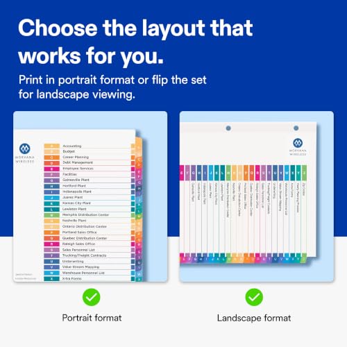 Avery A-Z Multicolor Table of Contents Dividers 26-Tab Set - 0.281H x 11L x 11W