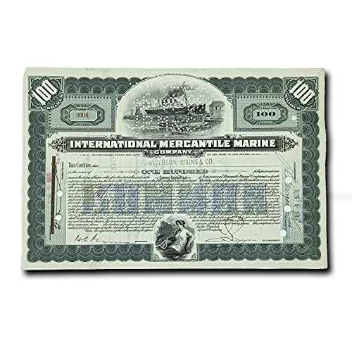 Collectible Stocks Certificate - Company that Made the Titanic "International Mercantile Marine" 1915-20