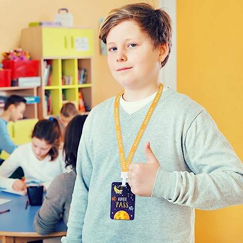 Pasimy Galaxy Space Hall Passes with Lanyards - 12 Pack Classroom ID Badges