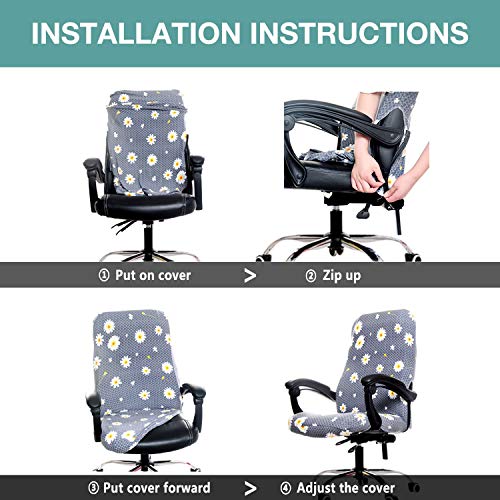 Melaluxe Universal Stretch Office Chair Cover - Black, Large (Chair Cover Only)
