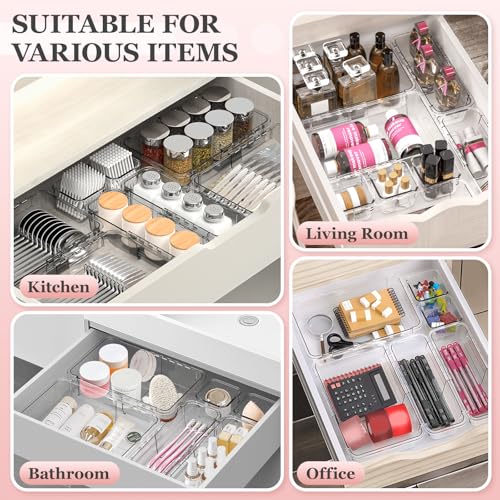DILIBRA 16-Piece Clear Expandable Drawer Organizer Set - Large, Medium & Small