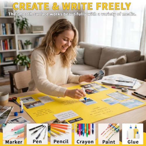 Yellow Poster Board 22x28 inches - Heavyweight 250 GSM Bulk Pack of 50 Sheets
