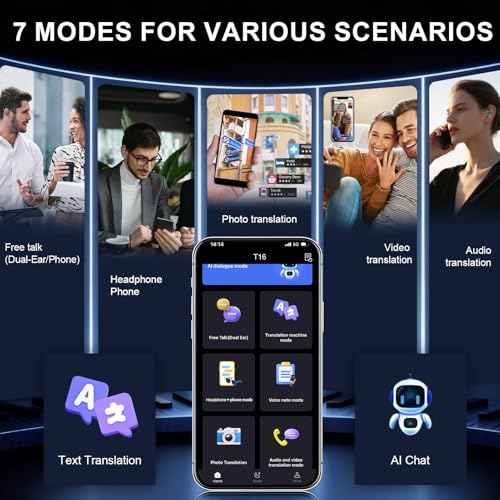 Translation Earbuds-70 Playing Time,164 Language Ai Translation Earbuds Real Time,Bluetooth 5.4 Translator Device Noise Cancelling,ranslation Headphones for Travel & Business & Study,Black