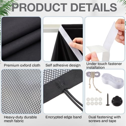 Tegeme 48-Inch Black Under Desk Privacy Panel with Cable Management Self-Adhesive Skirt