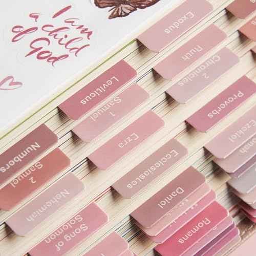 BLIEVE- Bible Tabs, Rosey Edition with Stickers Included, Laminated Bible Tabs for Women and Men, Bible Accessories and Bible Study Supplies, Bible Book Tabs and Sticker Labels Designed for Bibles