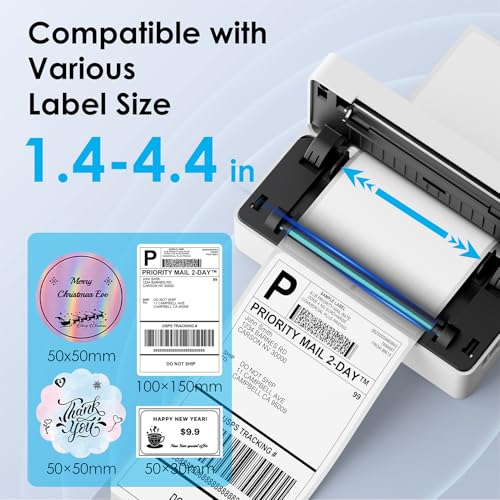 Shipping Thermal Label Printer, 4x6 Portable Label Printer, Bluetooth Label Maker for Small Business, Support iPhone,Android,Windows,Mac,Chromebook,Works with USPS, Ebay,Shopify&More, White