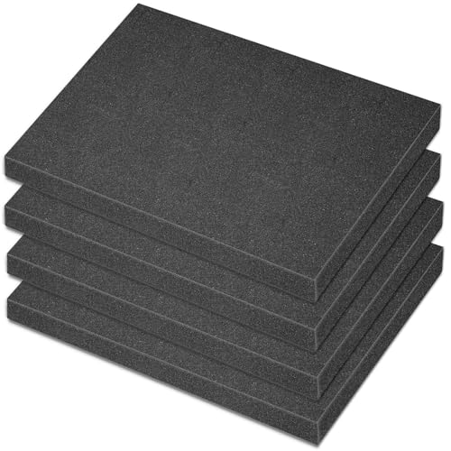 Polyurethane Foam Padding, 4 PCS 16 x 12 0.5 Inch Black Soft Cuttable