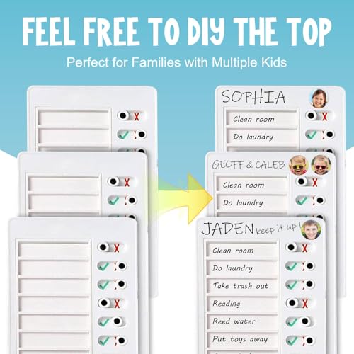 3 Pieces to Do List Checklist Boards, Plastic Memo Boards, Detachable Message Boards Checklist Slider, Schedule Planning Boards with 3 Acrylic Adhesive and 10 Cardstock for Check Items Accessories