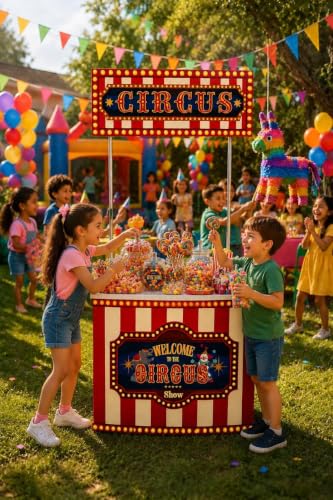 Circus Carnival Booth Stand for Parties - Plastic Display Stand with Storage