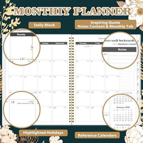 2026-2027 Monthly Planner - Jan 2026 - Dec 2027, 2 Year Monthly Calendar 2026-2027, 9" ¡¿ 11" Calendar Planner, 24 Months, Tabs, Back Pocket, Twin-Wire Binding, Note Pages