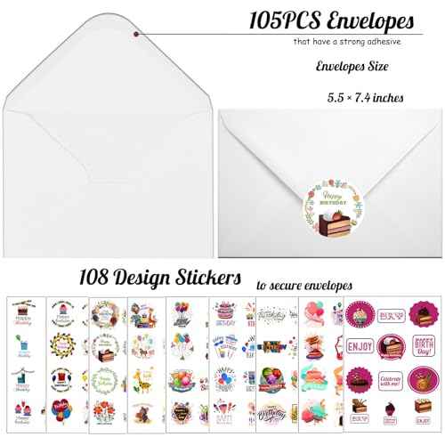 Happy Birthday Cards, 104 Birthday Card Bulk with Envelopes - Blank Inside, 5 x 7 inches Assorted Birthday Greeting Cards in Box