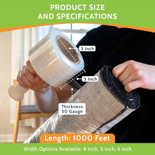 PSBM Mini Stretch Film/Wrap with Plastic Handle 3" x 1000' 50 GA 18