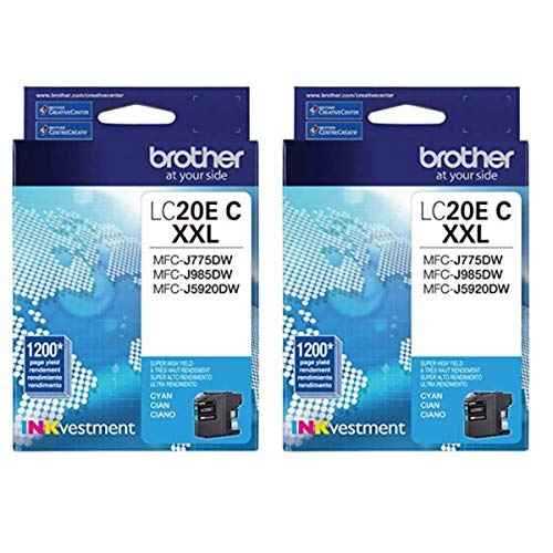 Brother LC20EC Super High Yield Cyan Ink Cartridge - 2 Pack