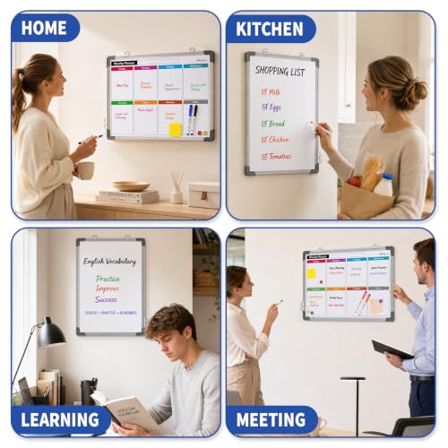 ABERLLS Silver 16x12 Weekly Calendar Whiteboard Wall Magnet Dry Erase