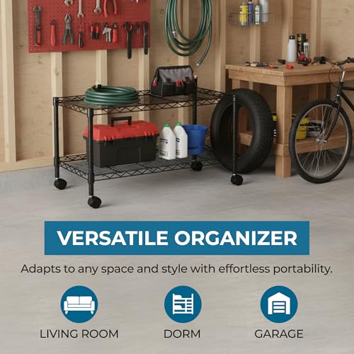 Honey-Can-Do Honey Can Do 2-Tier Media Cart CRT-03937 Black 18 x 36