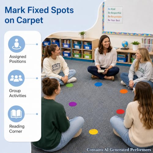 Sukh 35-Pack Classroom Carpet Dots - 4 Inch Colorful Markers for Education & Activities