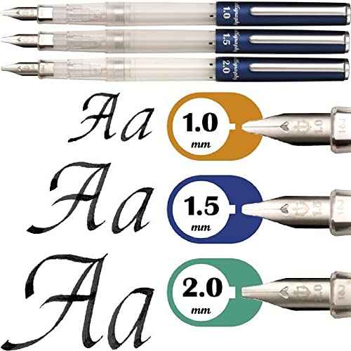 Sailor Fountain Pen HighAce neo Clear Calligraphy Nib Width 1.0mm, 1.5mm, 2.0mm, Included 3 Types Set Included Cartridge Ink Black With Kanji LOVE Sticker