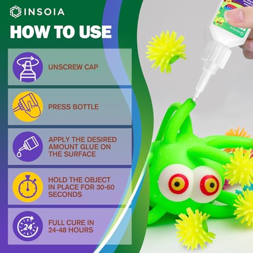 INSOIA Clear Silicone Glue 20g with Precision Tips - Strong Waterproof Bond