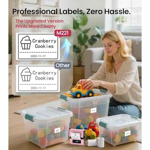M221 Label Maker, 3 Inch Barcode Label Printer, Upgrade Portable Thermal Label Printers for Small Business, Crafts, Food Ingredient, Easy to Intall for Phone & PC, with 3 Roll Paper Sets,Pink