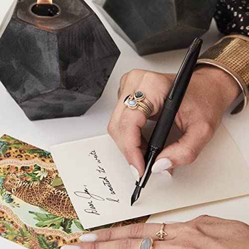 Cross ATX Refillable Rollerball Pen Presented in a Luxury Gift Box - Medium Point, Black Ink, Sandblasted Black