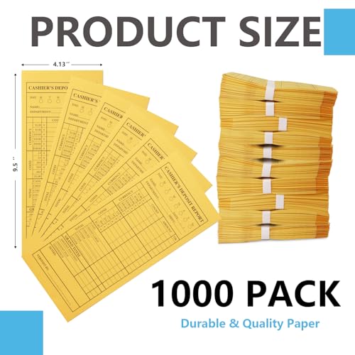 TQQBUU Classic 1000 Pcs Cash Deposit Envelopes with Gummed Flaps - 28lb Kraft Business Cash Envelopes for Retail & Restaurants