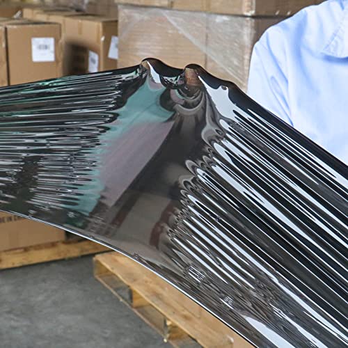 BOMEI PACK Black Stretch Wrap Industrial Strength with Plastic Handle 12" x 1000 Feet 80 Gauge 3-Pack, Black Shrink Wrap, Self-Adhering Black Plastic Wrap for Shipping, Moving