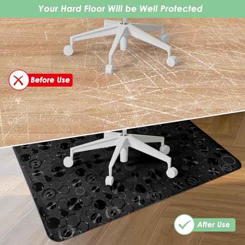 Vicwe Office Chair Mat for Hardwood Floor, 36" x 48" Desk Chair Mats, Easy Clean, Anti-Slip Computer Chair Mat for Home, Office (Black)