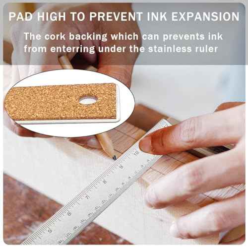 12 Inch Metal Ruler Stainless Steel Metal Ruler with Cork Backing, Non-Slip Rulers with Inch and Centimeters, Straight Edge Cork Base Rulers for Student School Office Drafting Tools