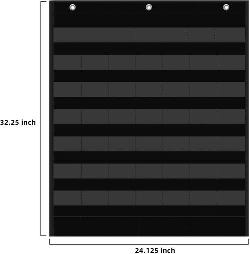 Regeleto Large Boho Calendar Pocket Chart - 96 Cards for Classroom Learning | 32.25 x 24.125 Inch Black Design