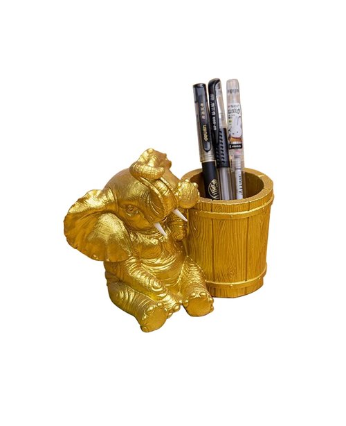 sleeri Cute Resin Elephant Pen Pencil Holder Desk Organizer - Desktop Pen Pencil Brush Holder Container Storage Organizer, Creative Elephant Home Decoration Desk Ornaments for School Office