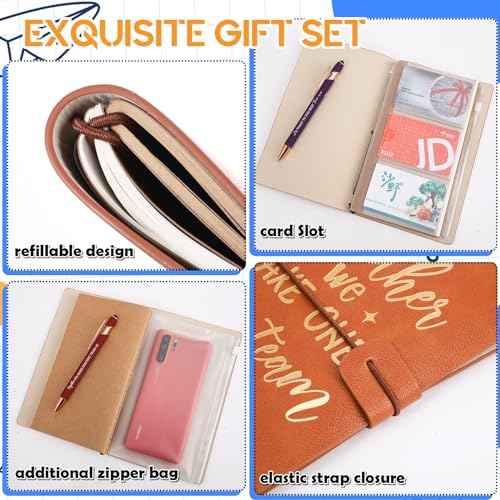 Qilery 24 Pcs Employee Appreciation Gifts Team 12 Leather Journals 12 Ballpoint Pens Motivational Hardcover Executive Notebooks Stylus Ink Pens for Teacher Students Coworker, Multicolor