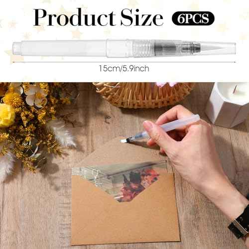 Xindojuz 6 PCS Pencil Style Envelope Sealer Moistener, Stamp Moisteners with Nylon Brush Head, Envelope Licker Tool Mailing Moistener Wetter Roller for Office Classroom (Clear)