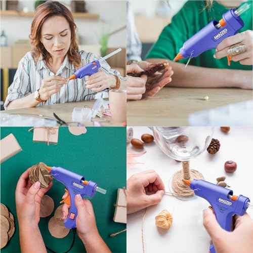 Hot Glue Gun and Sticks Set - Fast Heating Hot Glue Gun Kit with 40 Glue-Sticks and 5 Finger Caps, 1.5m Cord, Mini Glue-Gun-Kit for Kids DIY School Craft Projects and Quick Repairs 20W