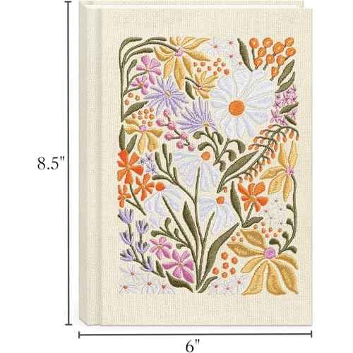 Lady Jayne Embroidered Canvas Hardcover Journal, with Built-In Bookmark ? 192 pages, 6¡± x 8.5¡± ? Flower Market Wildflowers (80906)