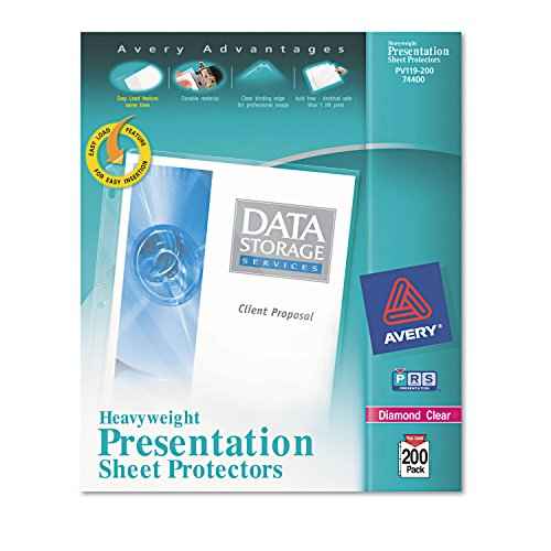 Heavyweight Easy Load Diamond Clear Sheet Protector, Side: 3-Hole Punched, Top Load 8.5 x 11 Insert, Clear Front, 200/Box