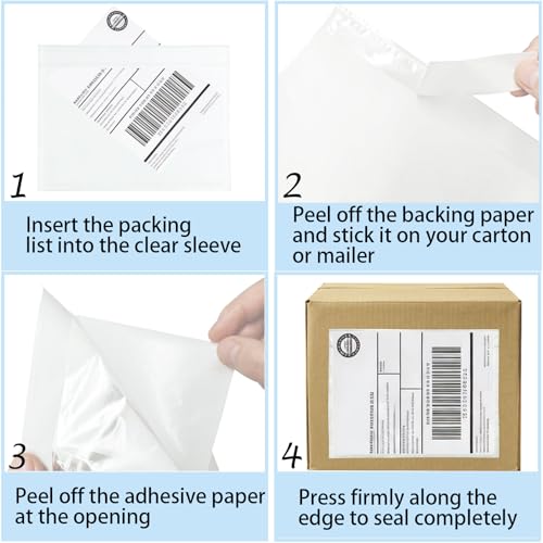 110 Pack Waterproof Shipping Label Sleeves, 7.5x5.5 Inch Packing Slip Envelopes
