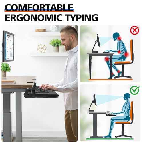 Large Keyboard Tray Under Desk Slide Out with Sturdy C-Clamp Mount and Storage Drawer, 27" (31" Including Clamps) x 12" Ergonomic Keyboard Trays for Home and Office, Black