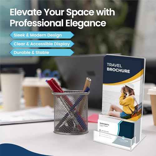 6 Pack Acrylic Brochure Holder 4¡®¡¯, Clear brochure and Business Card Holder, Plastic Flyer Display Stand for Magazine, Pamphlet, Booklets, Menu, Journals, Business Card