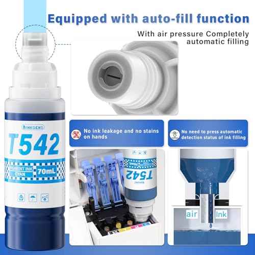 542 Ink Refill Bottles Compatible for ET-5150 ET-5800 ET-5850 ET-5170 ET-16600 ET-5880 ET-16650 ET-5180 Printers, High Capacity Color Combo 5-Pack (2BK C M Y)