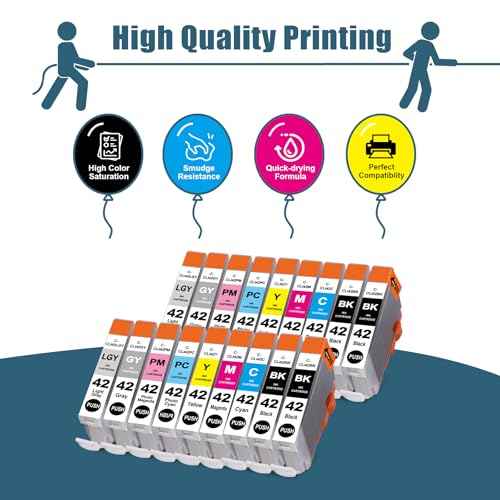 CLI 42 Ink Cartridges Compatible Replacement for Canon CLI-42 Ink Cartridges CLI42 Use with Canon Pixma Pro-100 Printers (4BK, 2C, 2M, 2Y, 2GY, 2LG, 2PC, 2PM, 18pk CLI 42 Ink)