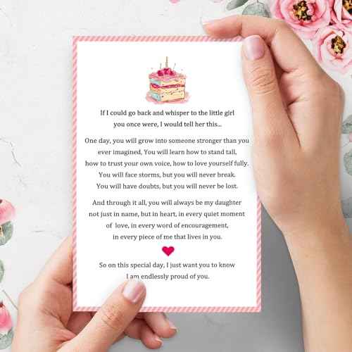 Inspirational Birthday Card for Daughter, Poem Birthday Card from Mom Dad, 18th 21st 30th 40th 50th Birthday Gift Ideas for Daughter