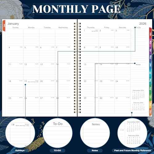 2026 Planner - 2026 Planner Weekly and Monthly, 2026 Calendar Planner, Jan 2026 - Dec 2026, 8.5" x 11", Monthly Tabs, Twin-Wire Binding, Holidays, Back Pocket, Habit Tracker