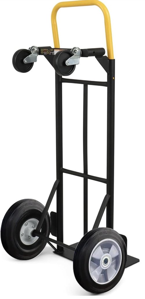 SIMPLI-MAGIC 2 in 1 Convertible Hand Truck and Dolly, 800LBS – Heavy-Duty Moving Dolly Cart with 10" Flat Free Rubber Wheels & Handle