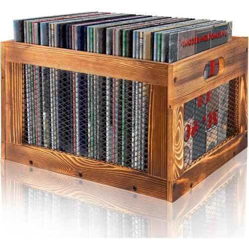 Vinyl Record Crate, LP Record Storage Crate, Wooden Record Holder Organizer, Record Album Storage Box, Vinyl Record Storage 100+ Records, Brown