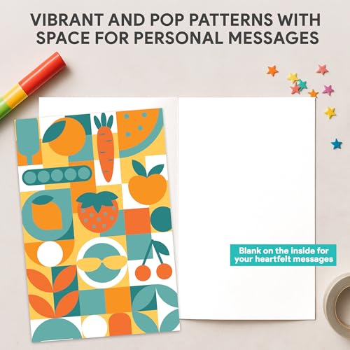 Decorably 110 Pack 4x6in Assorted Blank Cards and Envelopes Bulk with Stickers - 110 Unique Designs Folded Bulk Blank Cards with Envelopes for All Occasions, Birthday, Kids Party, Anniversary